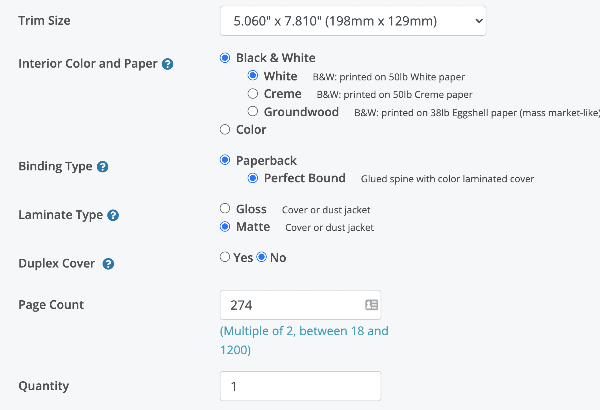 IngramSpark pricing example